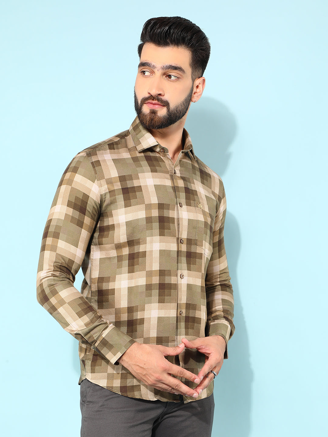 Brown Checked Shirt-Men Shirts-Crimsoune Club