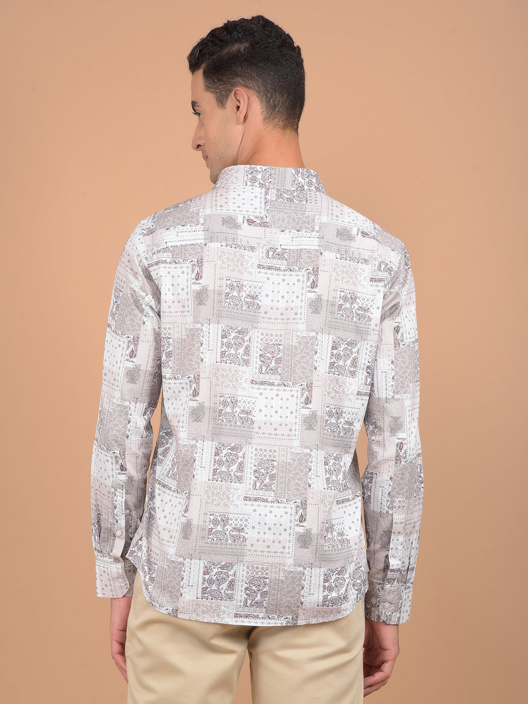 Grey Floral Print 100% Cotton Shirt-Men Shirts-Crimsoune Club