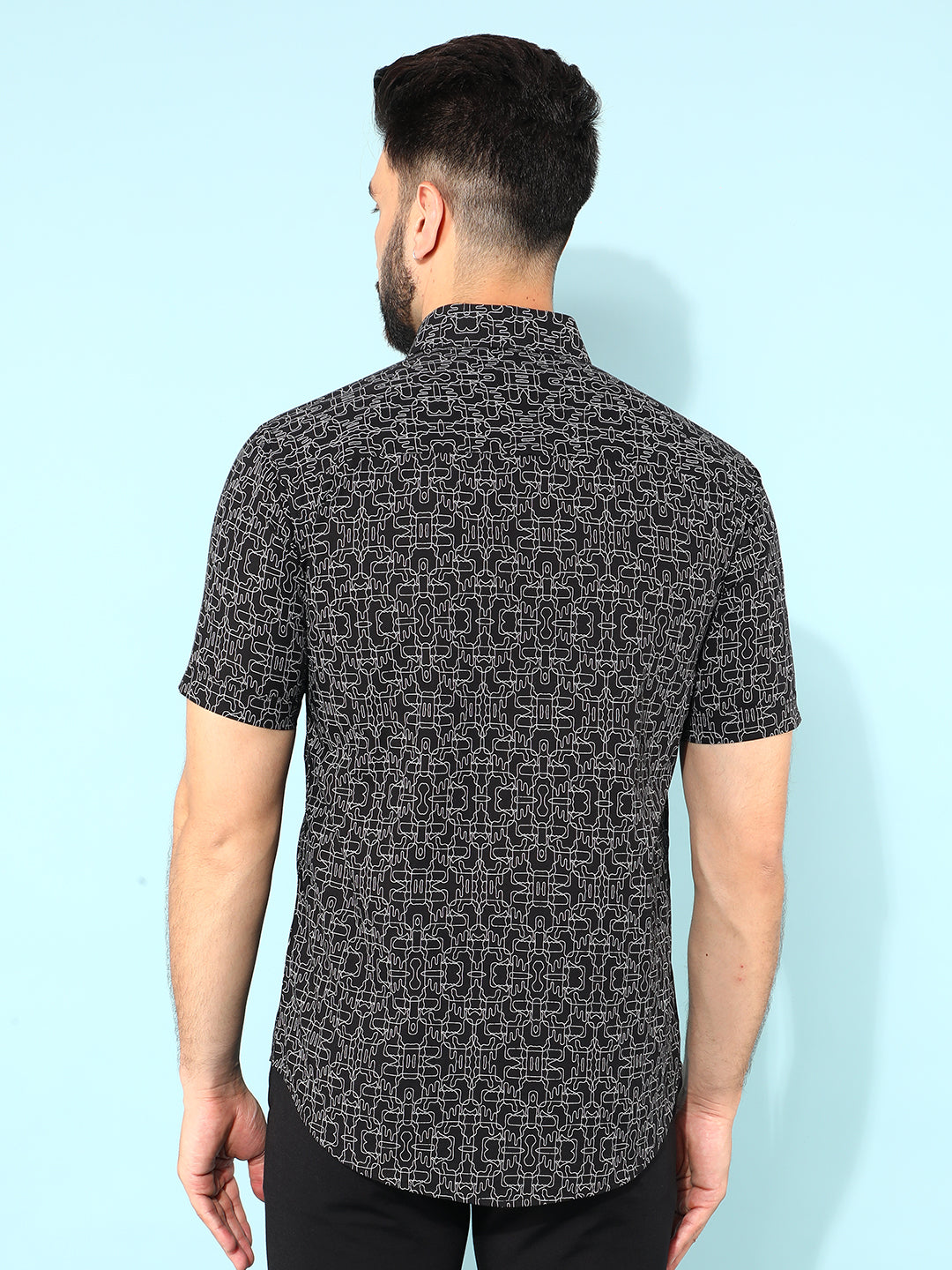 Black 100% Cotton Printed Shirt-Men Shirts-Crimsoune Club