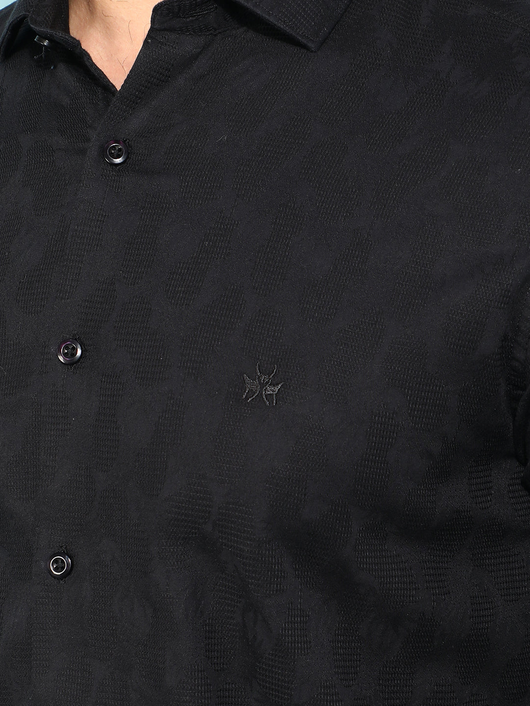 Black 100% Cotton Printed Shirt-Men Shirts-Crimsoune Club