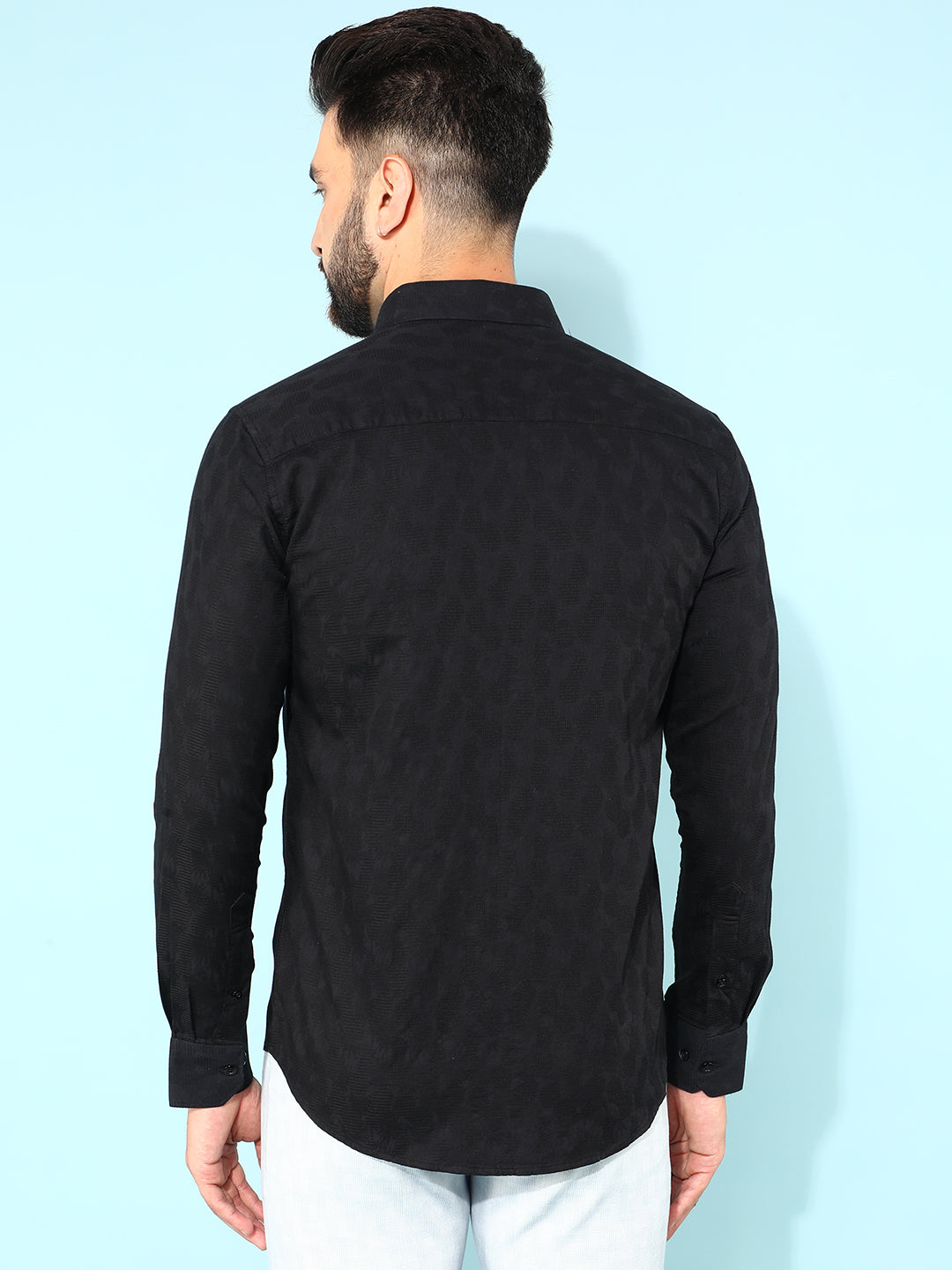 Black 100% Cotton Printed Shirt-Men Shirts-Crimsoune Club