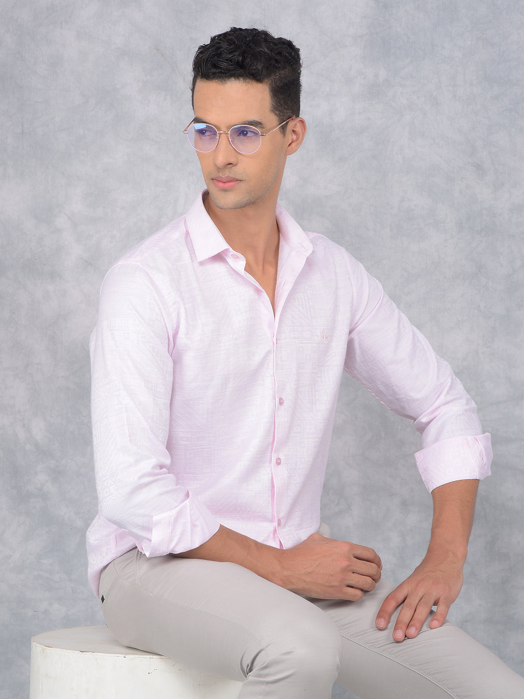 Pink Printed Shirt-Men Shirts-Crimsoune Club