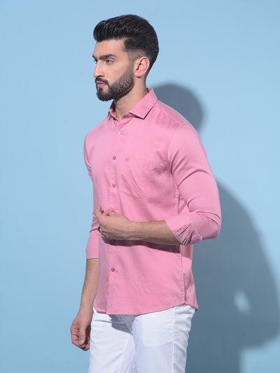 Pink Cotton Shirt-Men Shirts-Crimsoune Club