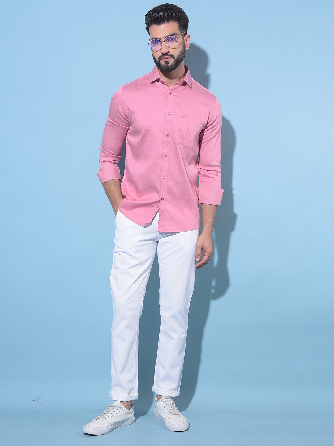 Pink Cotton Shirt-Men Shirts-Crimsoune Club