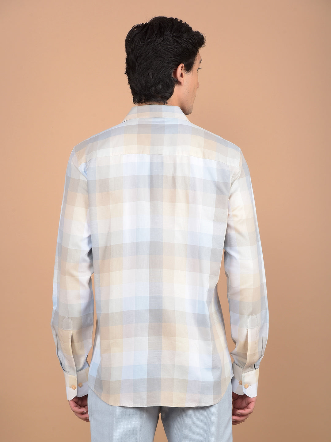 Blue Checked 100% Cotton Shirt-Men Shirts-Crimsoune Club