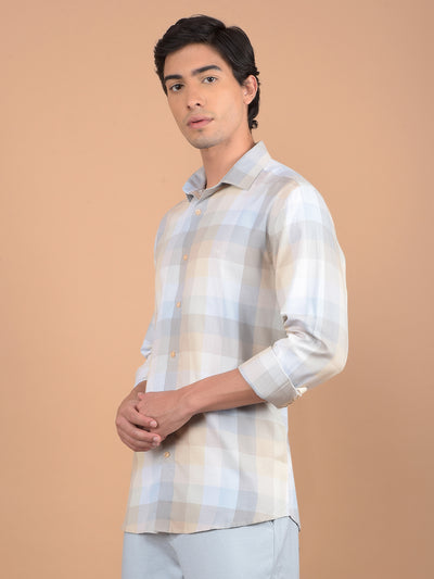 Blue Checked 100% Cotton Shirt-Men Shirts-Crimsoune Club