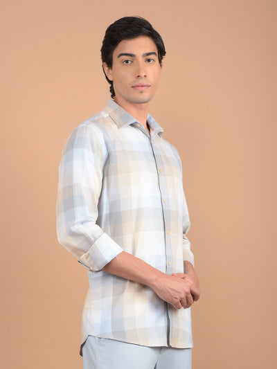 Blue Checked 100% Cotton Shirt-Men Shirts-Crimsoune Club