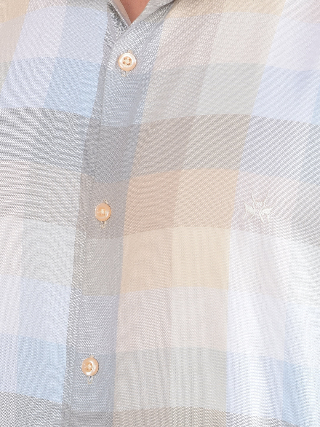 Blue Checked 100% Cotton Shirt-Men Shirts-Crimsoune Club