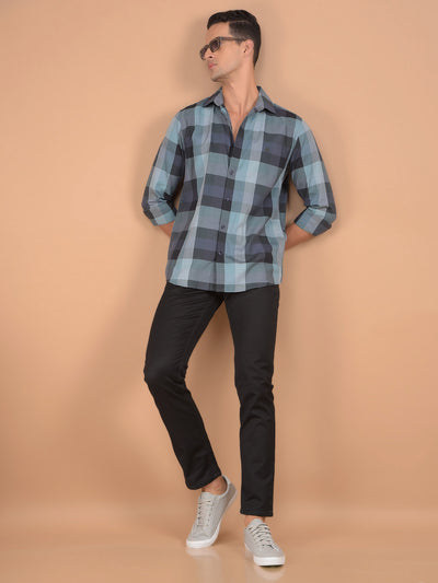 Grey Checked 100% Cotton Shirt-Men Shirts-Crimsoune Club