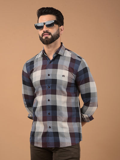 Brown Checked 100% Cotton Shirt