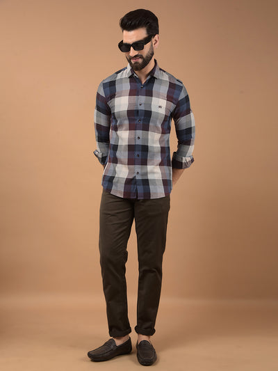 Brown Checked 100% Cotton Shirt