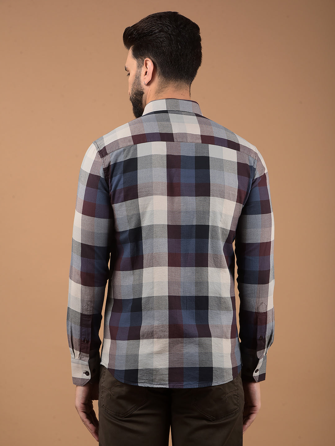 Brown Checked 100% Cotton Shirt