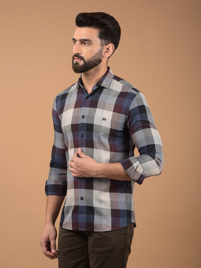 Brown Checked 100% Cotton Shirt