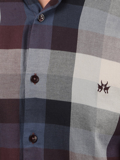 Brown Checked 100% Cotton Shirt