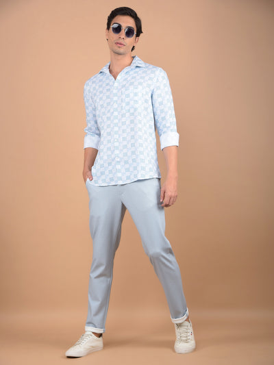 Blue Printed Shirt-Men Shirts-Crimsoune Club