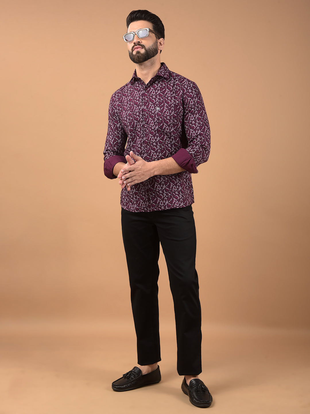 Blue Printed Shirt-Men Shirts-Crimsoune Club