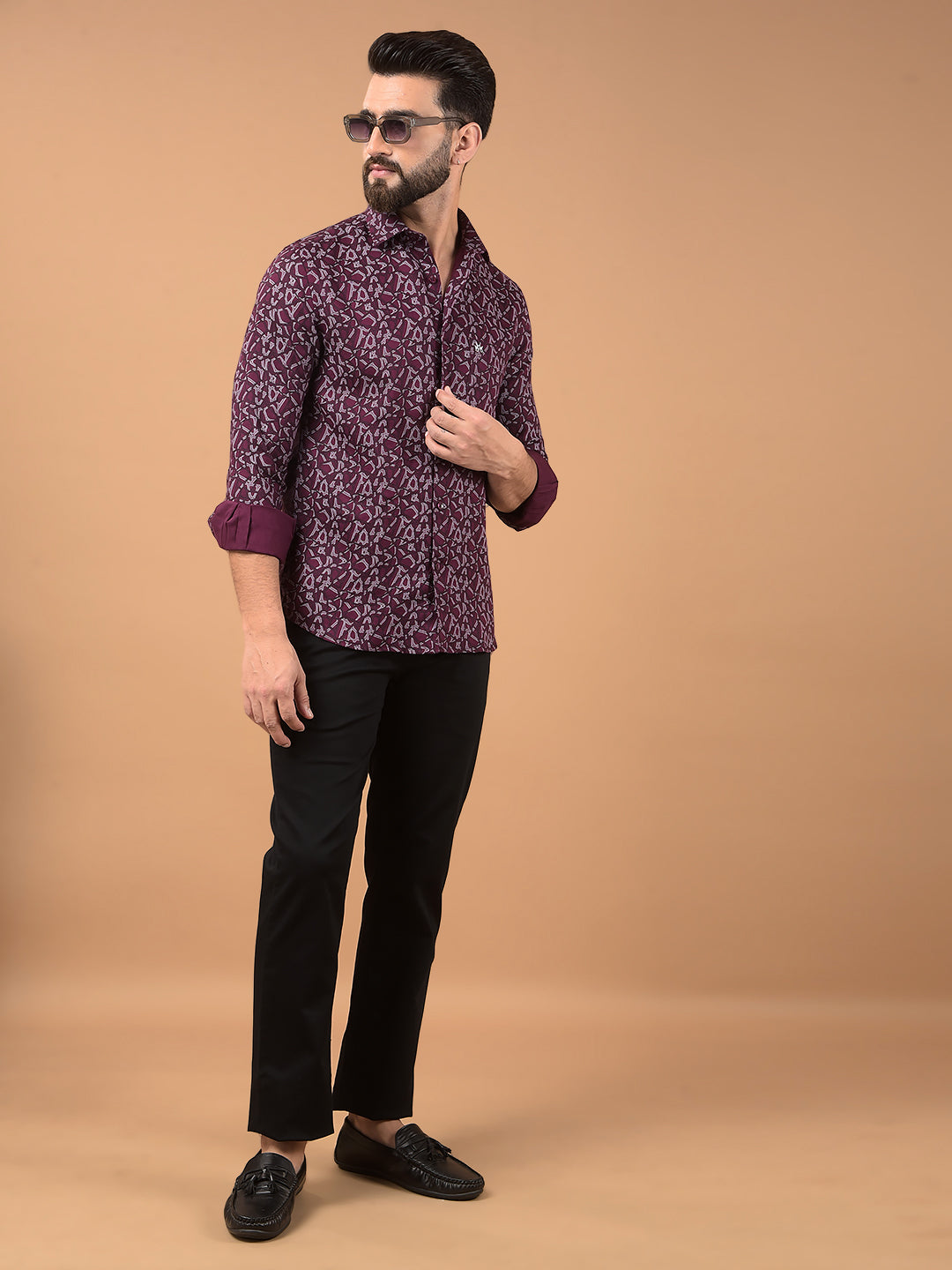 Blue Printed Shirt-Men Shirts-Crimsoune Club