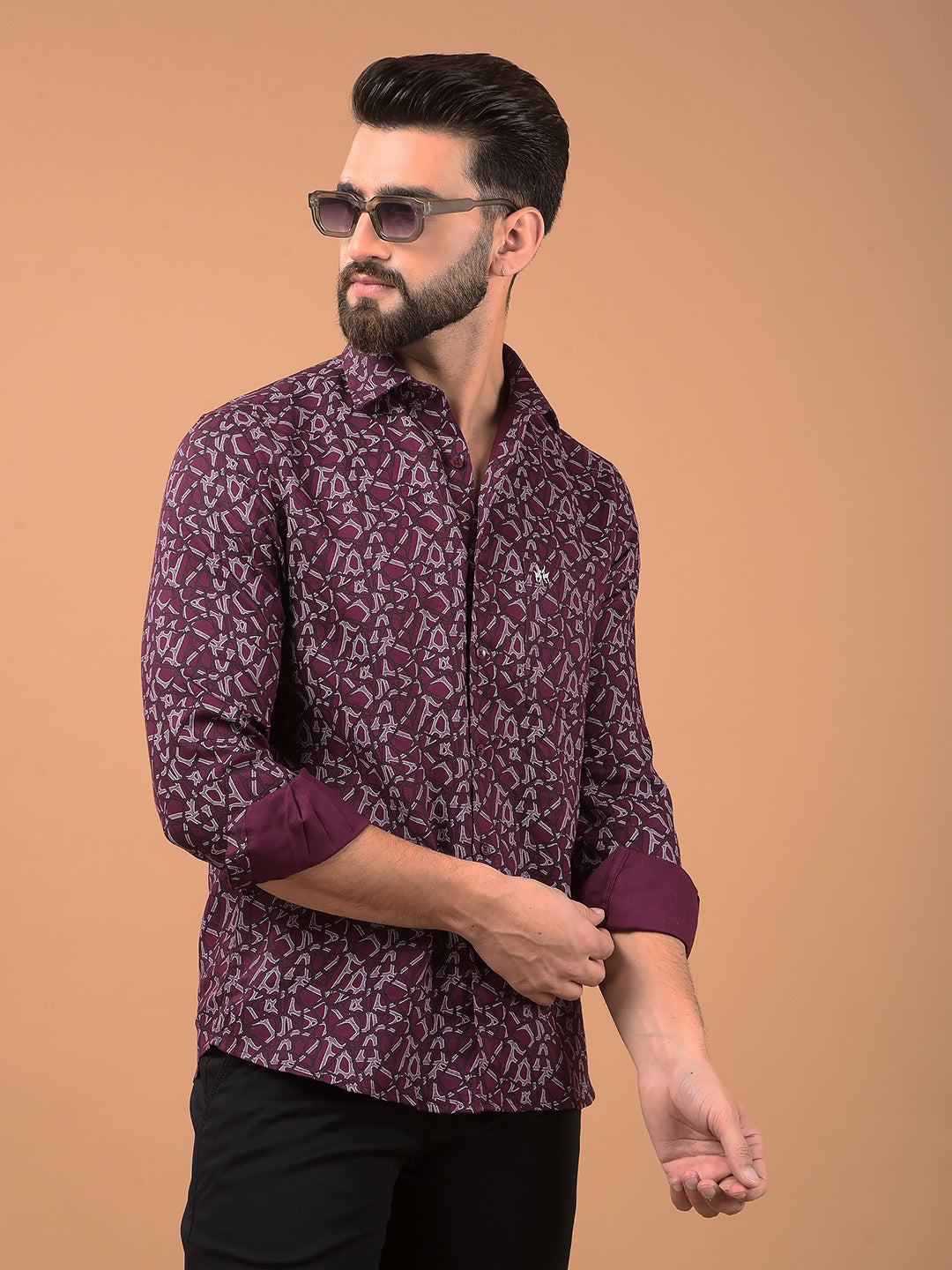 Blue Printed Shirt-Men Shirts-Crimsoune Club