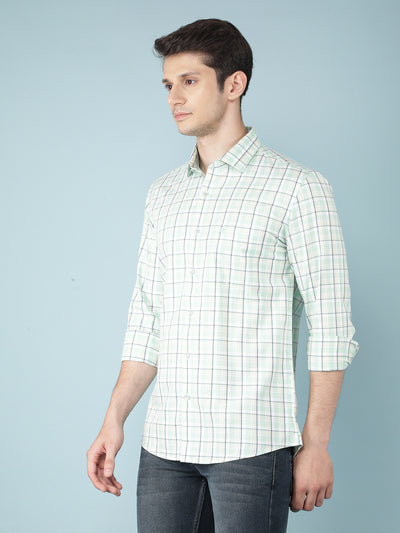 Green Checkered 100% Cotton Shirt-Men Shirts-Crimsoune Club