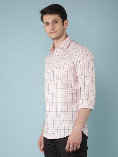 Pink Checkered 100% Cotton Shirt-Men Shirts-Crimsoune Club