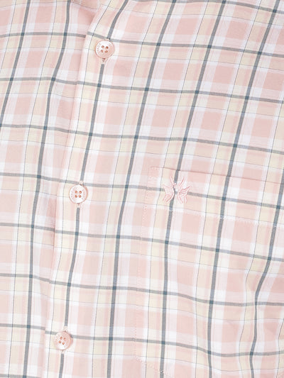 Pink Checkered 100% Cotton Shirt-Men Shirts-Crimsoune Club