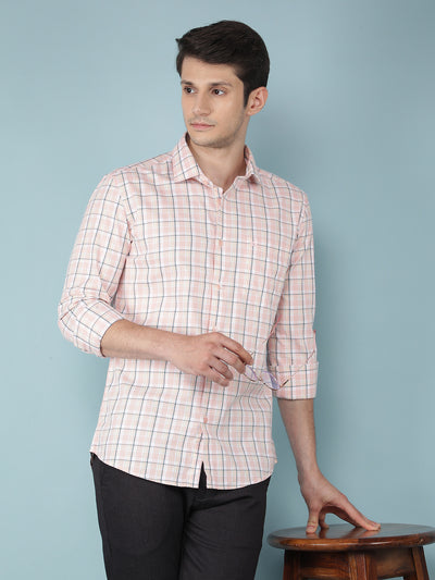 Pink Checkered 100% Cotton Shirt-Men Shirts-Crimsoune Club