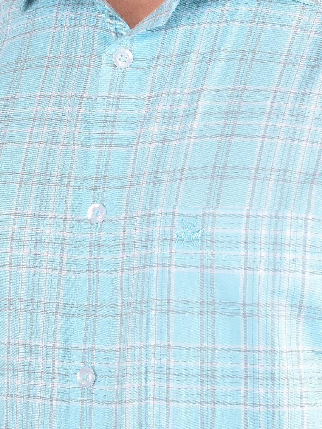 Blue Checked 100% Cotton Shirt-Men Shirts-Crimsoune Club