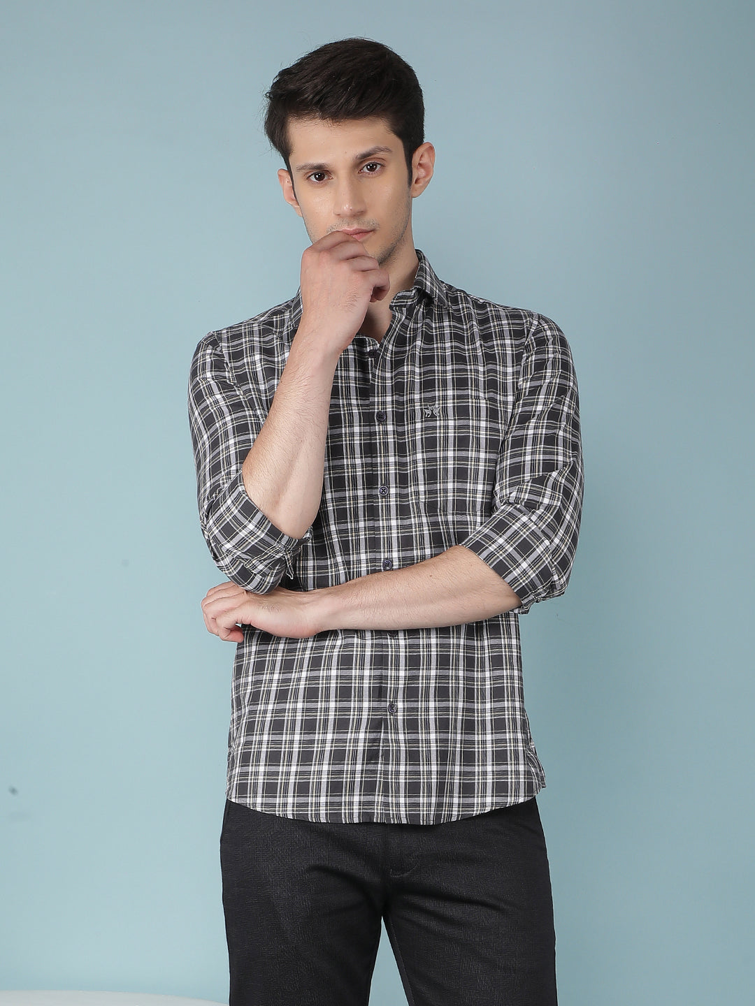 Green Checkered 100% Cotton Shirt-Men Shirts-Crimsoune Club