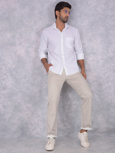 White Checked 100% Cotton Shirt-Men Shirts-Crimsoune Club