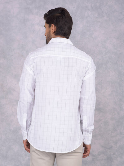 White Checked 100% Cotton Shirt-Men Shirts-Crimsoune Club