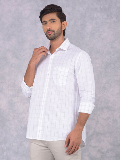 White Checked 100% Cotton Shirt-Men Shirts-Crimsoune Club