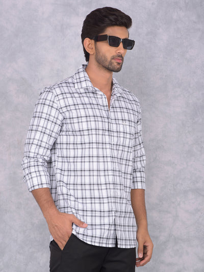 White Checked 100% Cotton Shirt-Men Shirts-Crimsoune Club