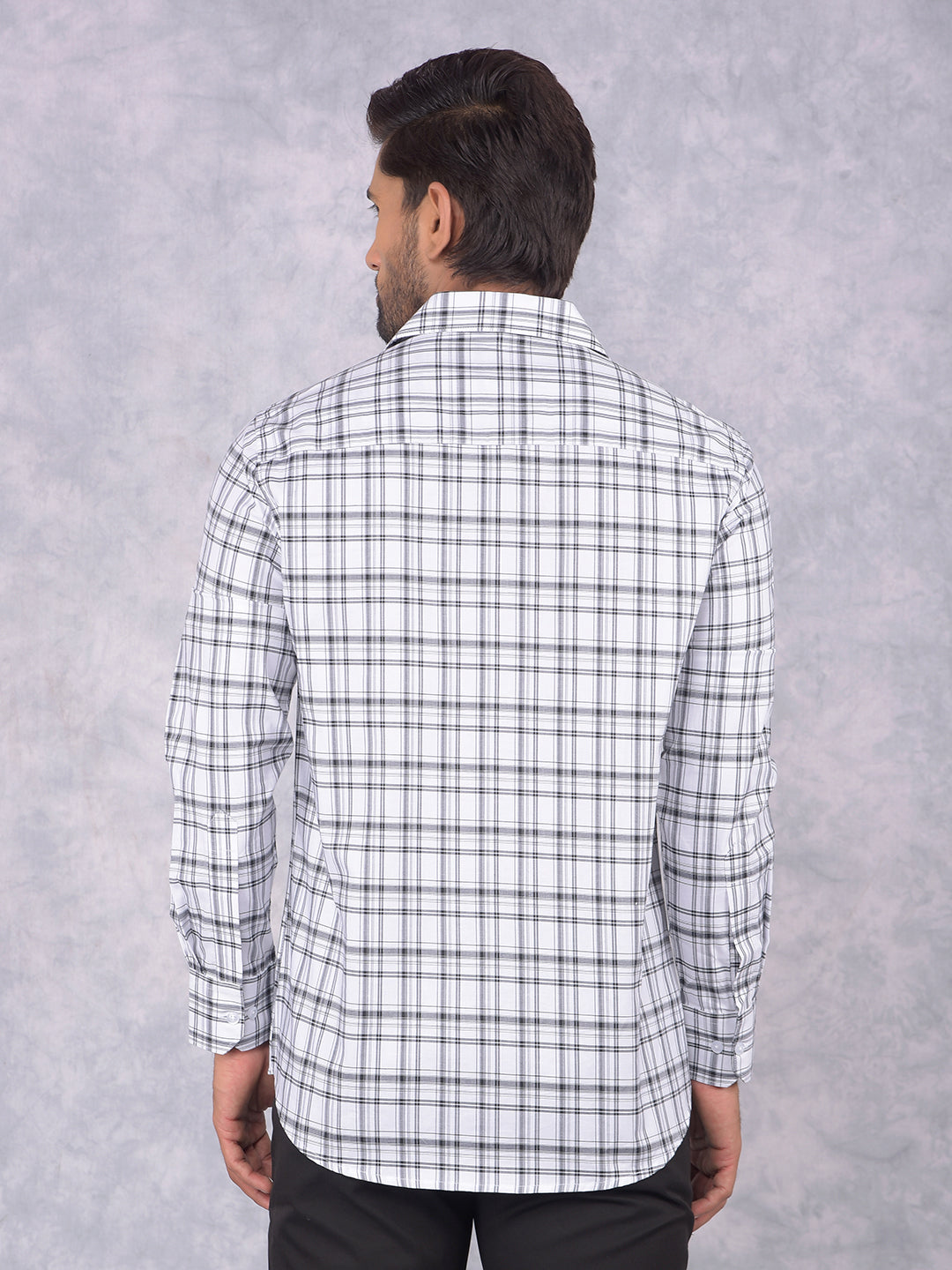 White Checked 100% Cotton Shirt-Men Shirts-Crimsoune Club