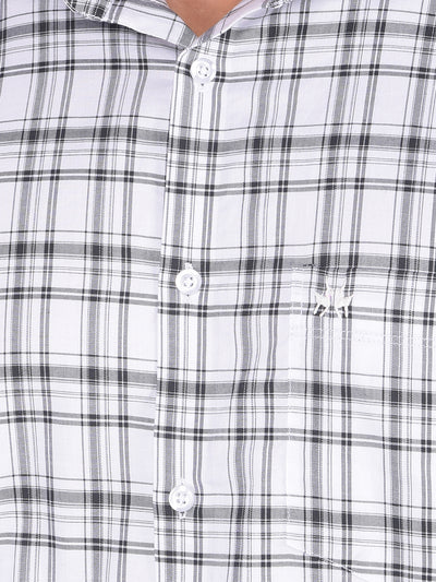 White Checked 100% Cotton Shirt-Men Shirts-Crimsoune Club