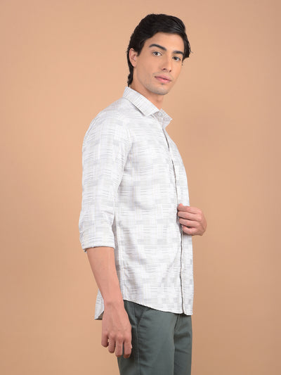 Beige Checked 100% Cotton Shirt-Men Shirts-Crimsoune Club