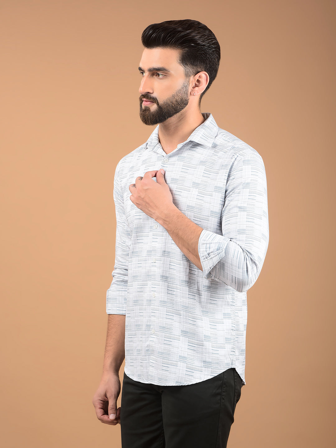 Blue Printed 100% Cotton Shirt