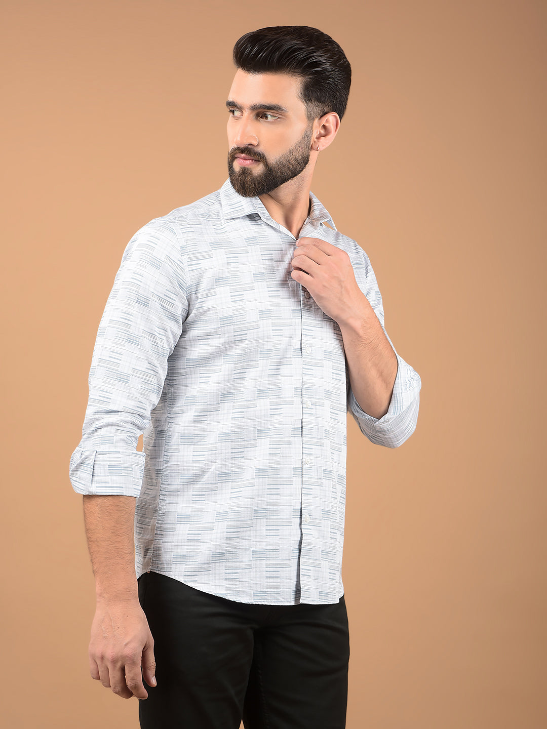 Blue Printed 100% Cotton Shirt