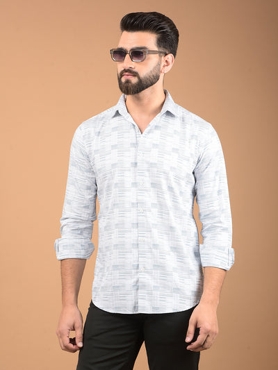 Blue Printed 100% Cotton Shirt