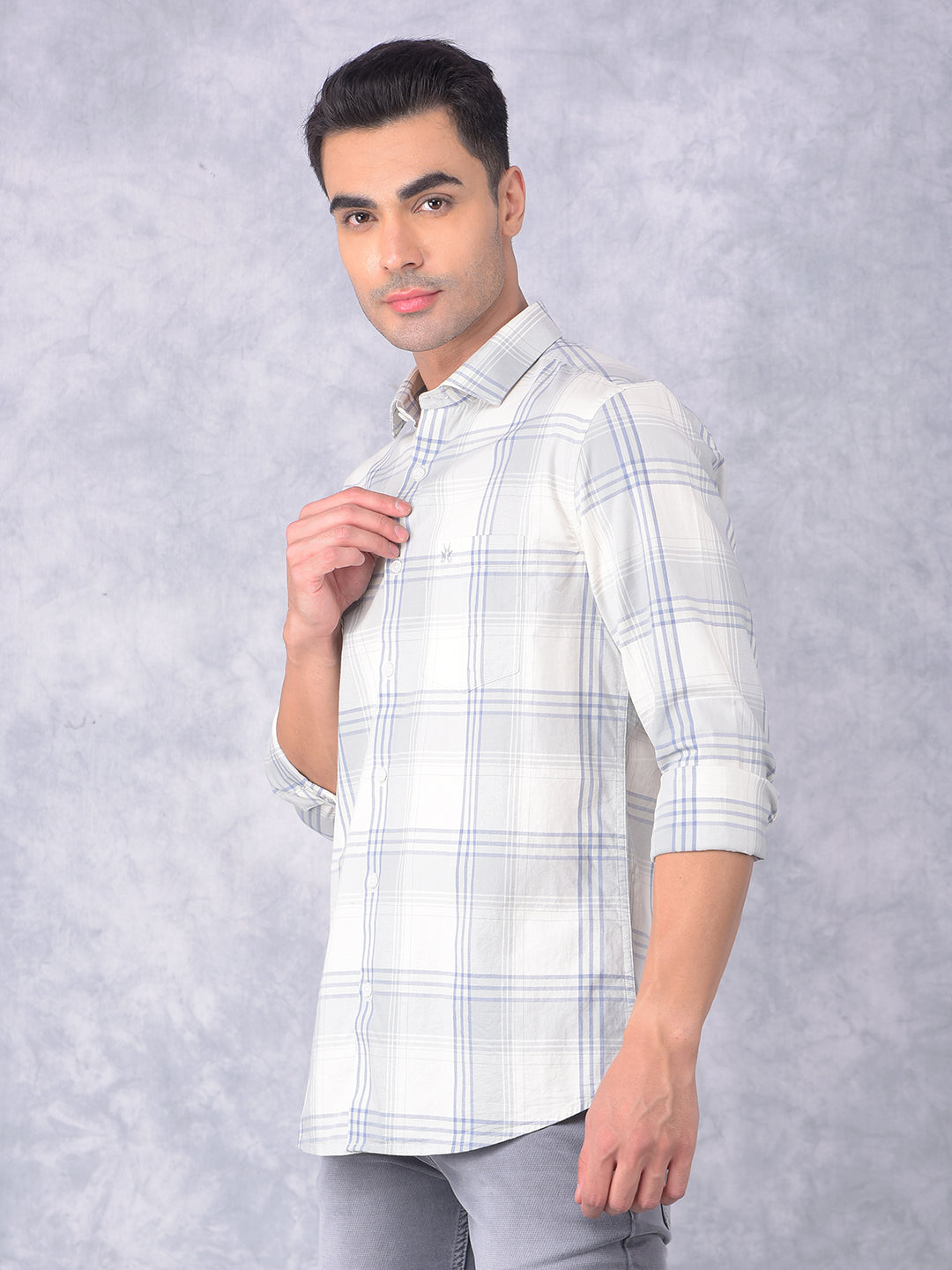 Green Checked 100% Cotton Shirt-Men Shirts-Crimsoune Club