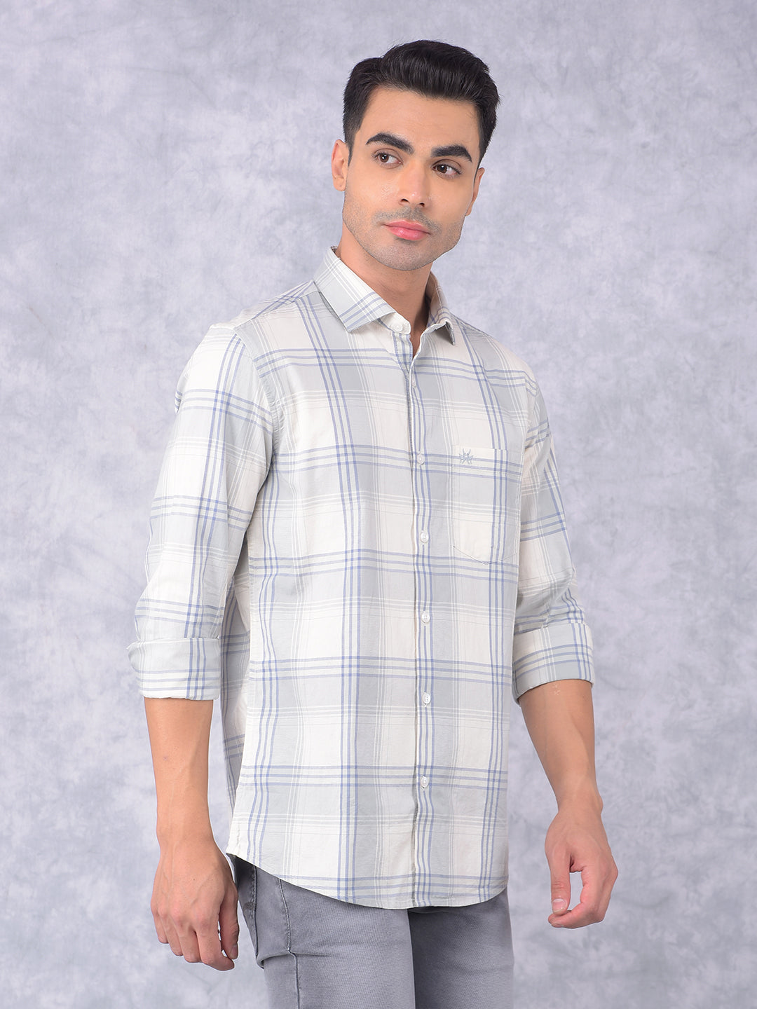 Green Checked 100% Cotton Shirt-Men Shirts-Crimsoune Club