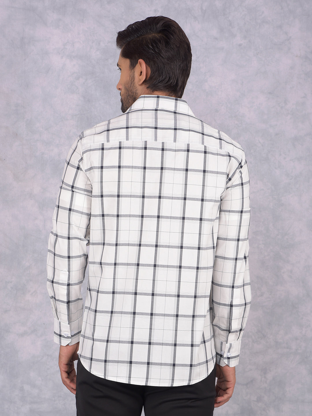 White Checked 100% Cotton Shirt-Men Shirts-Crimsoune Club