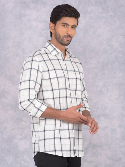 White Checked 100% Cotton Shirt-Men Shirts-Crimsoune Club