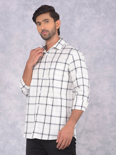 White Checked 100% Cotton Shirt-Men Shirts-Crimsoune Club