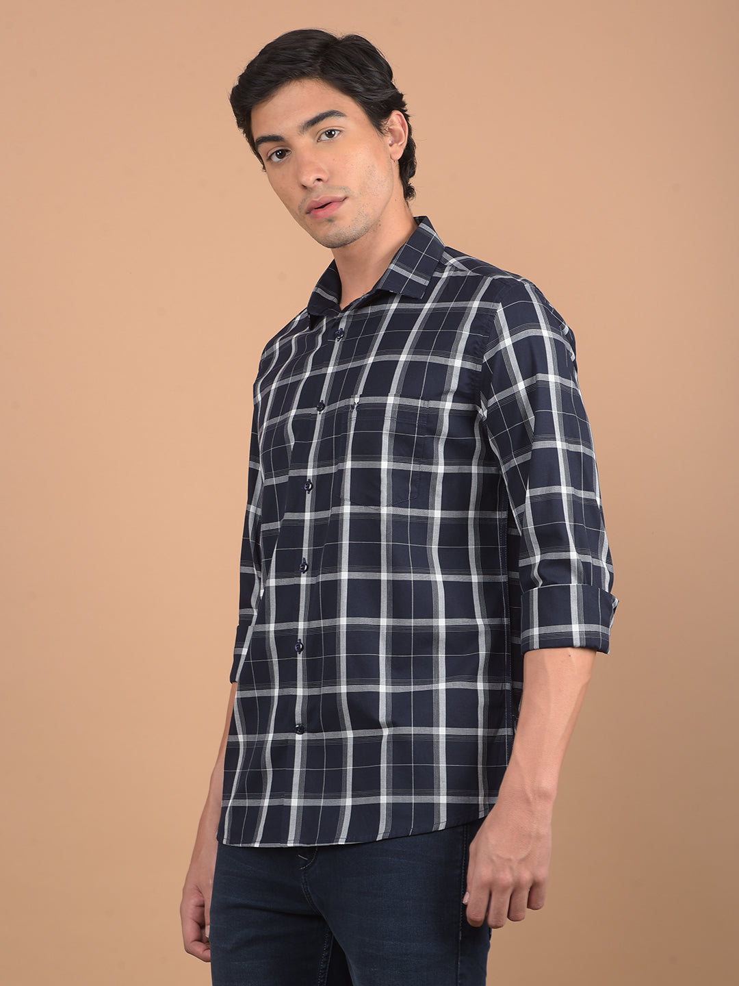 Black Checked 100% Cotton Shirt-Men Shirts-Crimsoune Club