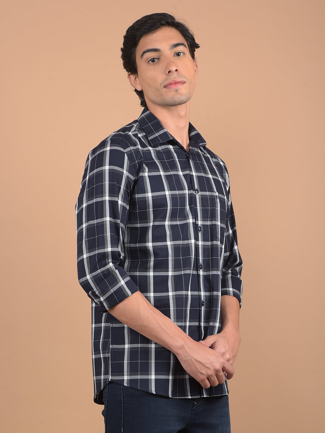 Black Checked 100% Cotton Shirt-Men Shirts-Crimsoune Club