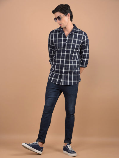 Black Checked 100% Cotton Shirt-Men Shirts-Crimsoune Club