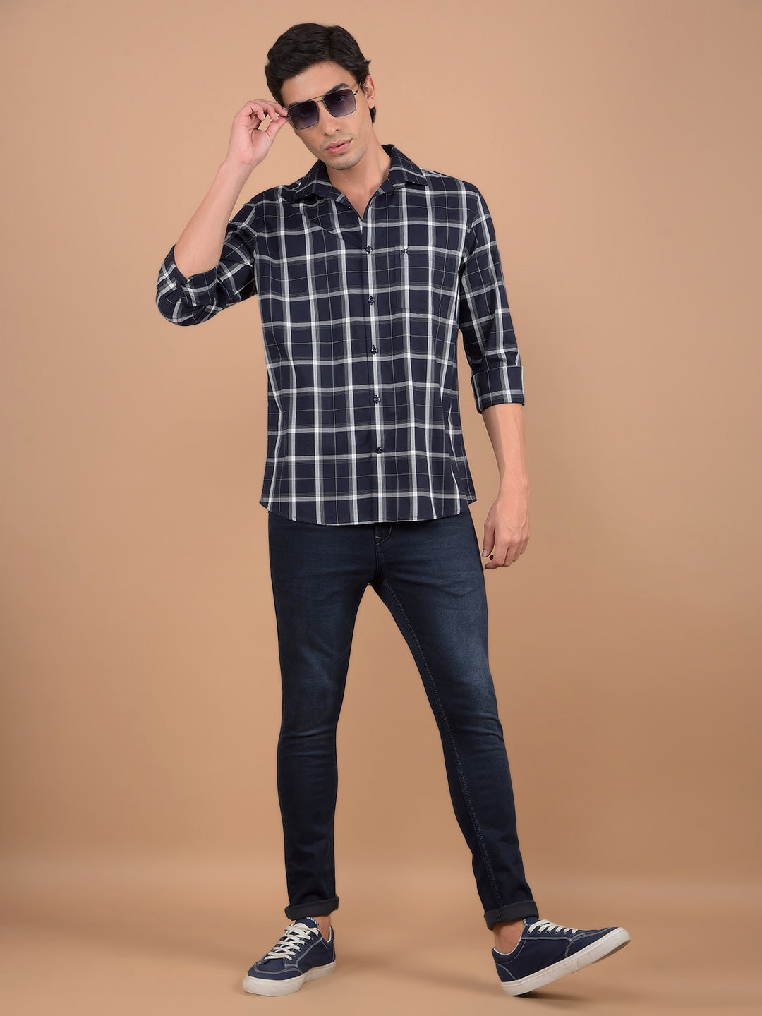 Black Checked 100% Cotton Shirt-Men Shirts-Crimsoune Club