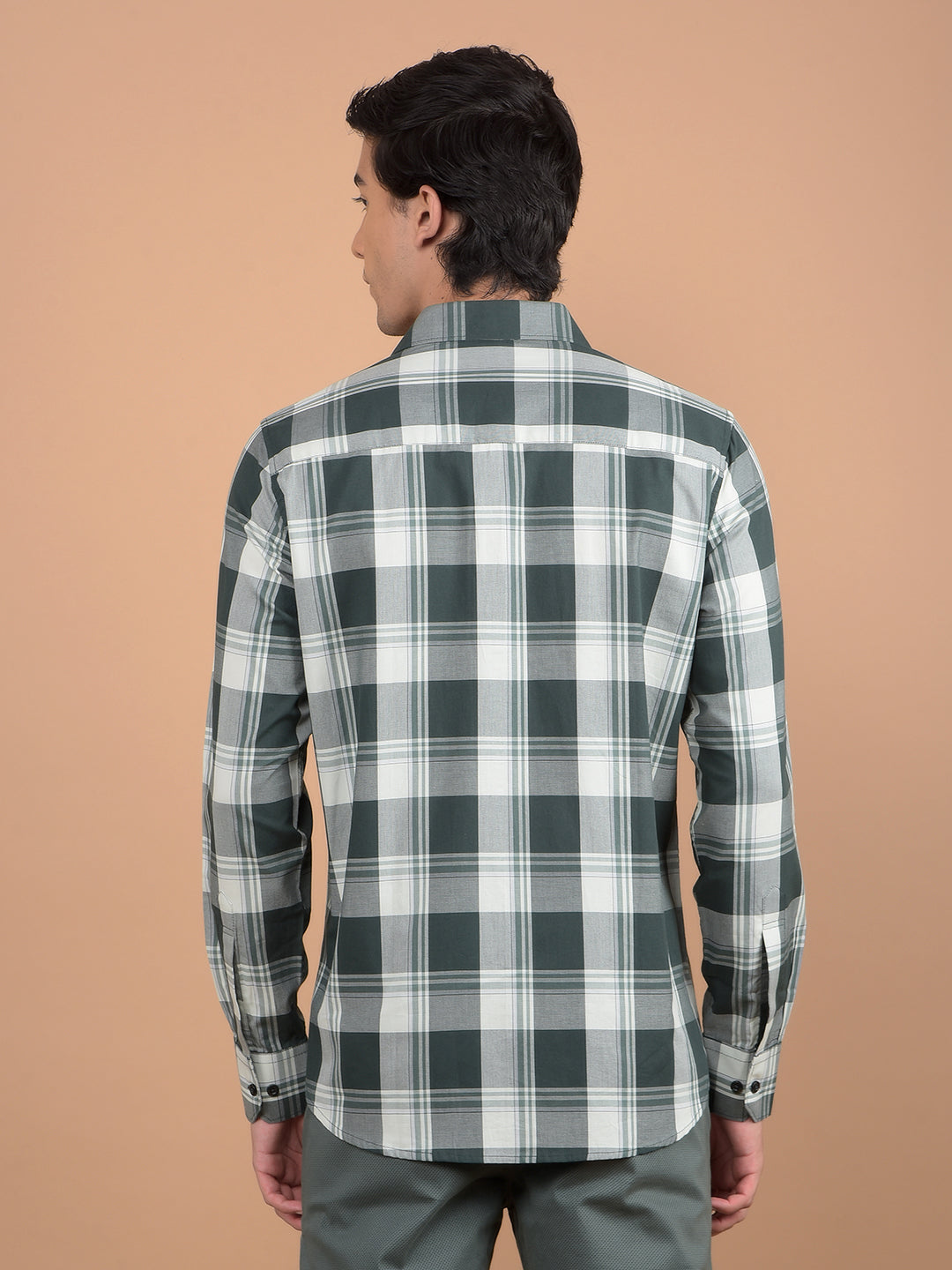 Green Checked 100% Cotton Shirt-Men Shirts-Crimsoune Club