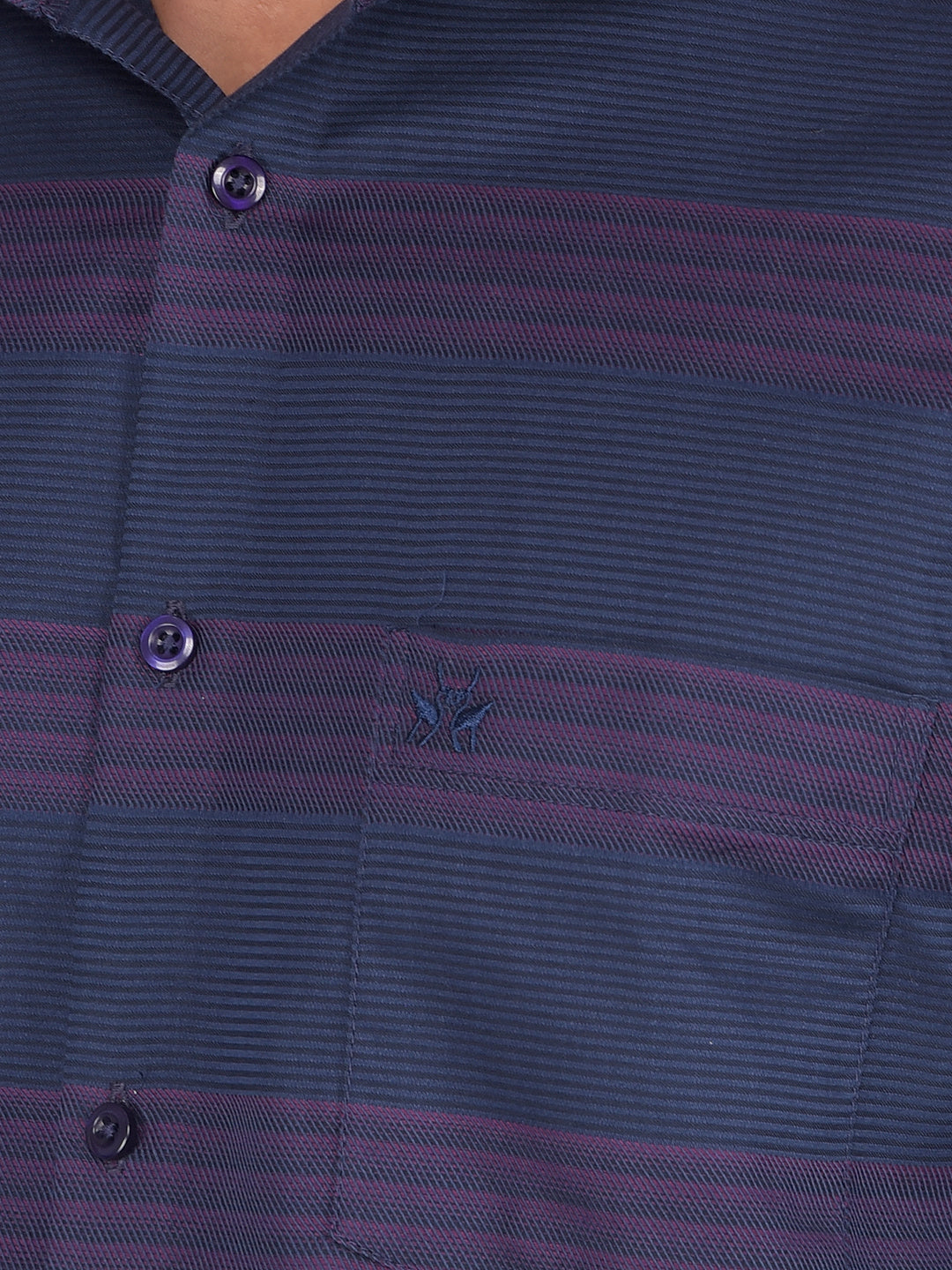 Purple Horizontal Stripes 100% Cotton Knitted Shirt-Men Shirts-Crimsoune Club