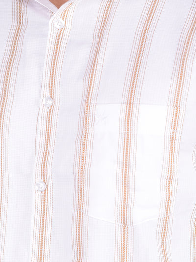 White Vertical Stripes 100% Cotton Shirt-Men Shirts-Crimsoune Club